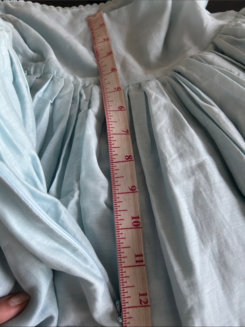 Selkie Light Blue Smocked Square-Neck Puff Sleeve Midi Dress - Picture 12 of 15